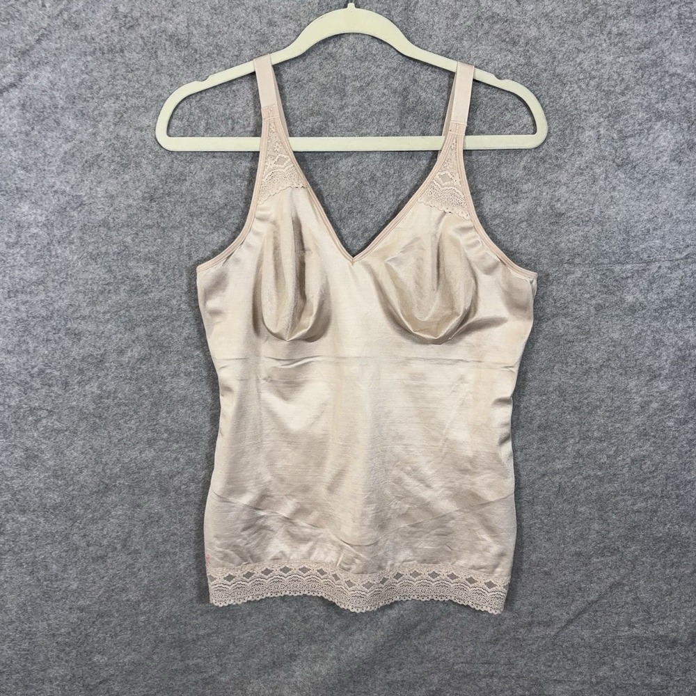 Ruby Ribbon Pin-Up Cami Shapewear Womens 44 Pale Tan Lace Trim